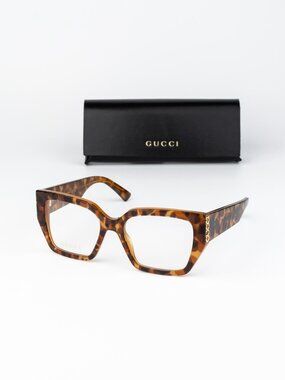 Gucci Women Eyeglasses Havana Square GG2042O 004 NEW AUTHENTIC
